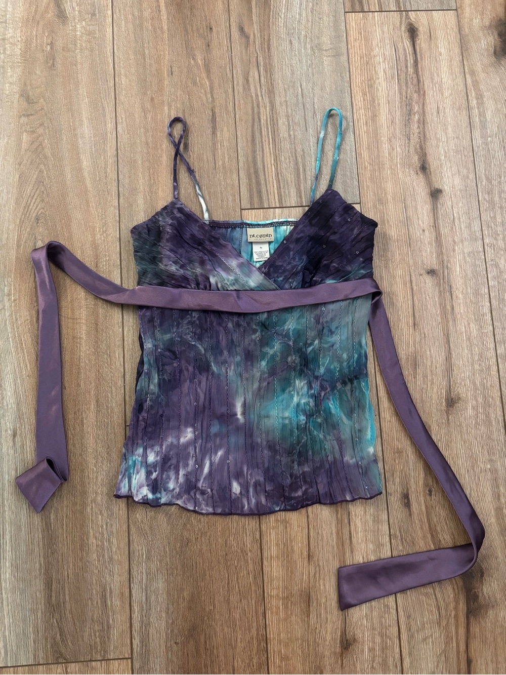 Vintage Y2K Blue & Purple Fairy Sequin Tie Back Top by Decoded